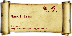 Mandl Irma névjegykártya